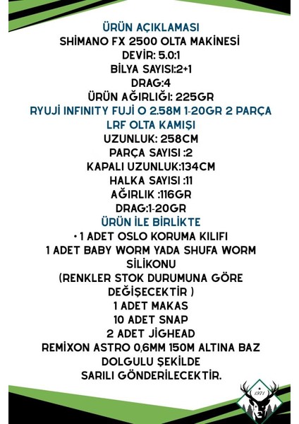 Infinty 258CM 1-20GR Shimano Fx 2500 8 Örgü Lrf Olta Seti fiyatları