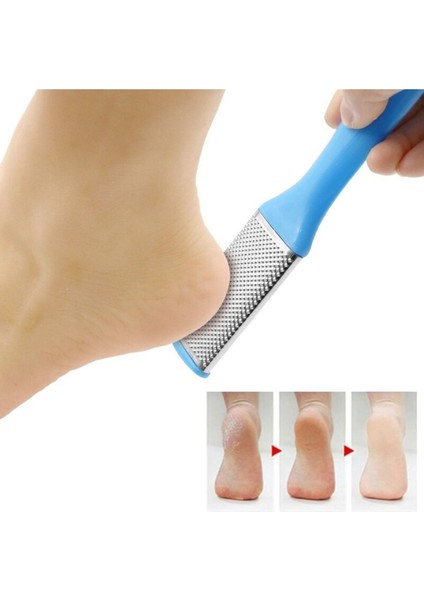 Paslanmaz Çelik 2'li Mavi Topuk Rendesi ve Törpü Seti – Ölü Deri Temizleyici Ayak Bakım Aracı