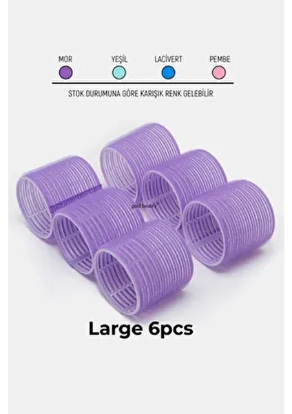 6lı Büyük Boy Bigudi Cırtlı - Yapışkanlı Saç Bigudisi