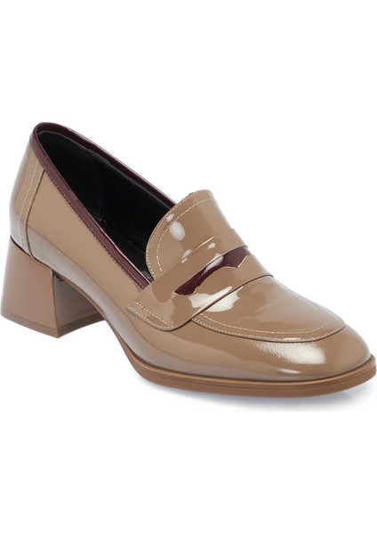 Vizon Hakiki Rugan Deri Kadın Topuklu Ayakkabı - K24S1AY67517-A81