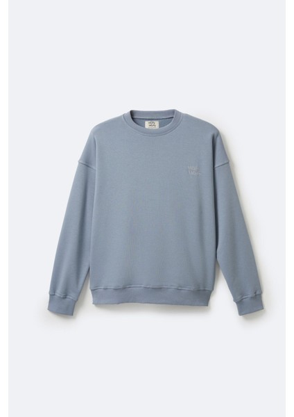 Kadın Blue Oversize Sweatshirt L