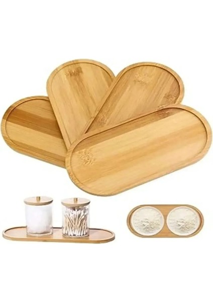 Bambu Oval Sunum ve Servis Tepsisi - Şık Ahşap Görünümlü Tepsi Yağdanlık Altlığı Mutfak ve Banyo