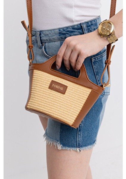 Kadın Küçük Boy Taba Hasır Detaylı Omuz & Kol Çantası Uzun Askılı Şık ve Ergonomik indirimleri