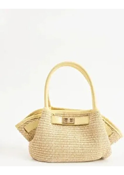 Kadın Hasır El ve Omuz Çanta Kemer Detaylı Büzgülü Yaz Koleksiyonu