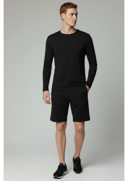 %100 Pamuk Erkek Süprem Uzun Kollu Basic T-Shirt Compact Penye Siyah Sporcu Tişört Body fiyatları