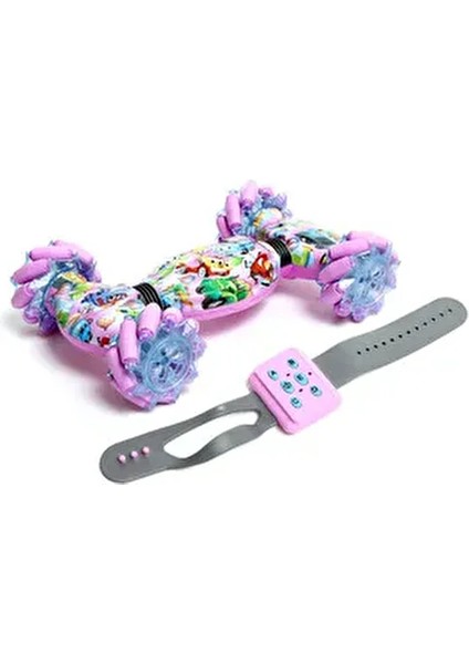 2.4 Ghz Özel Desenli 1200 Mah Saat Kumandalı ve El Sensörlü Motor Sesli Müzikli Şarjlı Akrobat Araba
