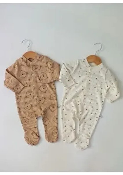 Kahve Ayıcık ve Mikili %pamuk 2 Li Patikli Tulum fiyatları