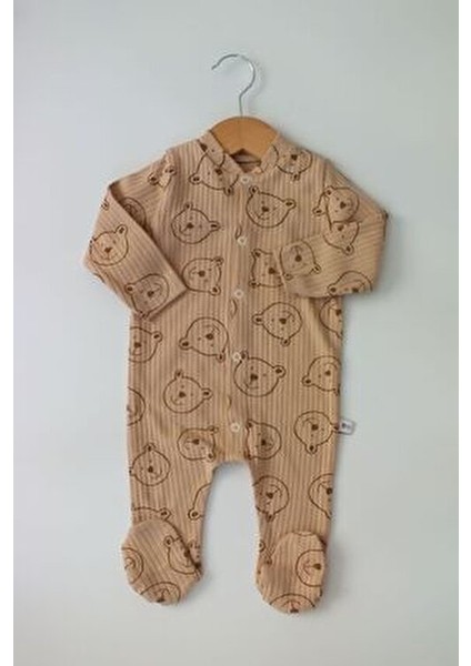 Kahve Ayıcık ve Mikili %pamuk 2 Li Patikli Tulum modelleri