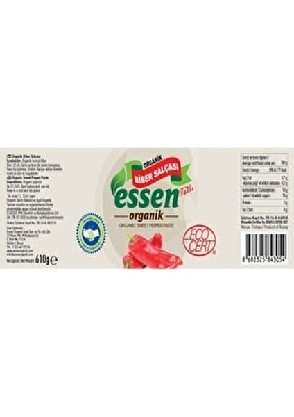 Organik Biber Salçası (Tuzsuz) 610 gr fiyatları