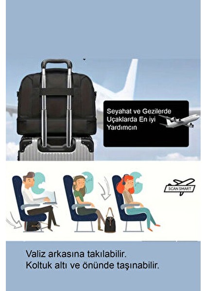 Su Geçirmez Hostes Valiz Seyahat Tatil Spor Hastane Çok Gözlü El ve Omuz Çantası