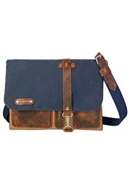 Halwara Mumlu Kanvas & Hakiki Deri Postacı Çantası (Messenger Bag) 22X31 cm / 13 Inç