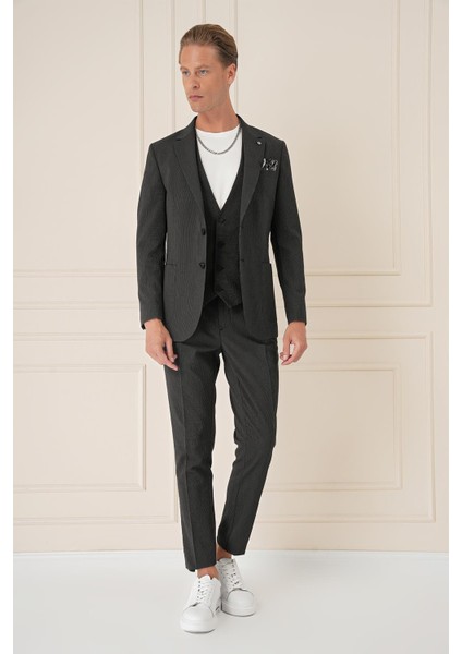 Comfort Fit Gofre Kumaş Pamuk Yelekli Casuel Siyah Ceket C 678 fiyatları