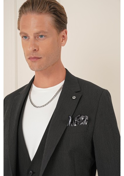 Comfort Fit Gofre Kumaş Pamuk Yelekli Casuel Siyah Ceket C 678 indirimleri