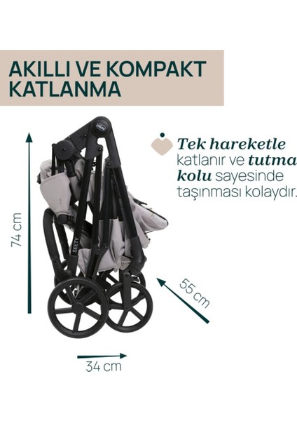 Seety Çift Yönlü Bebek Arabası - Florence Beige