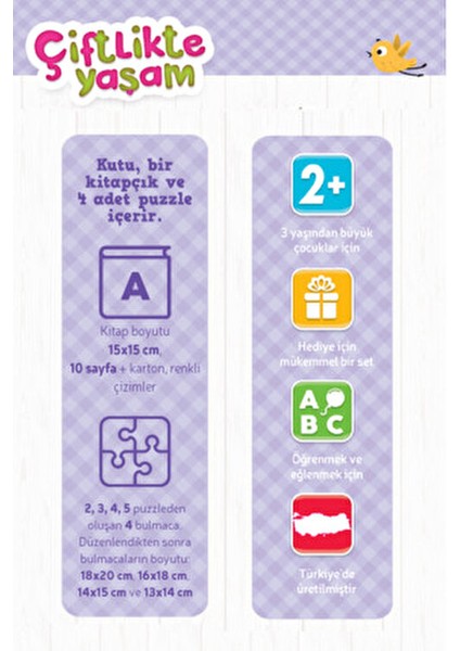 Çiftlikte Yaşam 4 Parçalı Puzzle 2+ Yaş Eğitici Kalın Karton Kitap modelleri