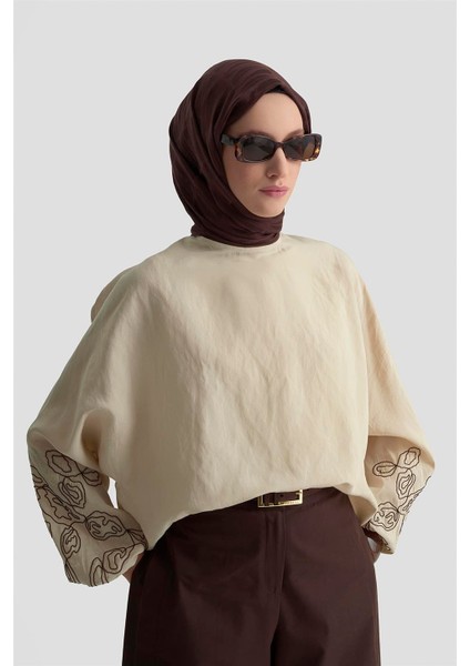 Balon Kollu Bluz 25KD9001 Kum fırsatları