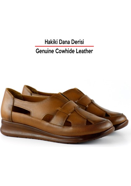 Aida Taba Hakiki Dana Derisi Kesik Detaylı Lastikli Slip-On Günlük Ayakkabı fırsatları
