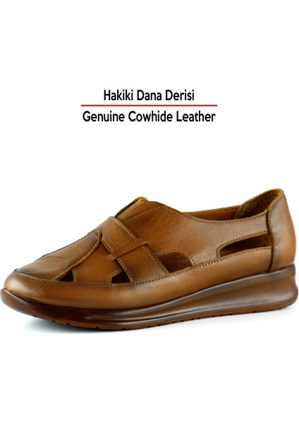Aida Taba Hakiki Dana Derisi Kesik Detaylı Lastikli Slip-On Günlük Ayakkabı indirimleri