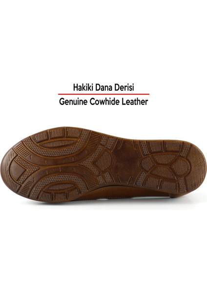 Aida Taba Hakiki Dana Derisi Kesik Detaylı Lastikli Slip-On Günlük Ayakkabı