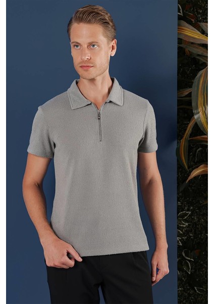 Ts 871 Slim Fit Gri Spor T-Shirt modelleri