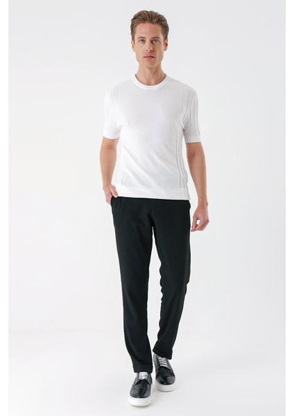 Slim Fit Bisiklet Yaka Kısa Kol Beyaz Triko Tr 869 modelleri