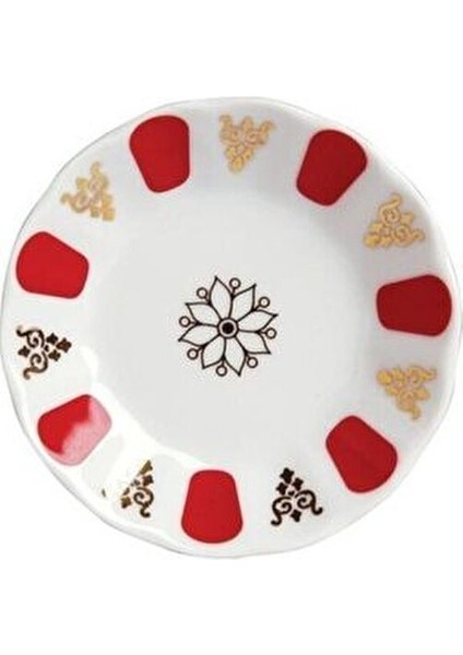 Arow Marka Porselen Kırmızı Beyaz Kahveci Model 6 Lı Çay Tabağı Arow modelleri