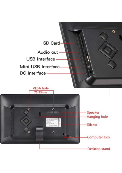Dijital Fotoğraf Çerçevesi Tft LCD 7inch' Ekran - Uzaktan Kumandalı,video,mp3,ayarlanbilir Açılıp Kapanma Zamanlaması,türkçe Dil fırsatları