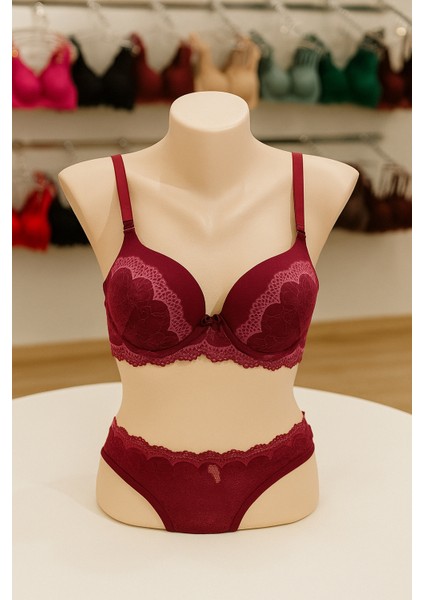 Dolgusuz Toparlayıcı Sütyen Külot Dantelli Iç Çamaşırı Takımı