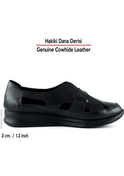 Aida Siyah Hakiki Dana Derisi Kesik Detaylı Lastikli Slip-On Günlük Ayakkabı fiyatları