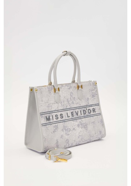 Gri Baskı Detaylı Büyük El Çantası fiyatları