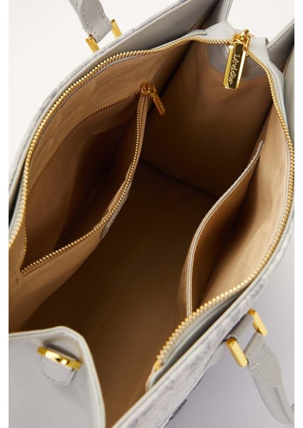 Gri Baskı Detaylı Büyük El Çantası modelleri