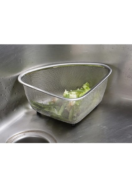 Lavabo Içi Örgülü Süzgeç Sepeti, 3 Litre | Süngerleri Düzenleyin, Yemek Artıklarını Toplayın | Bulaşık Makinesinde Yıkanabilir | Küçük Köşe Sepeti | Buharda Pişirme, Süzme ve Durulama