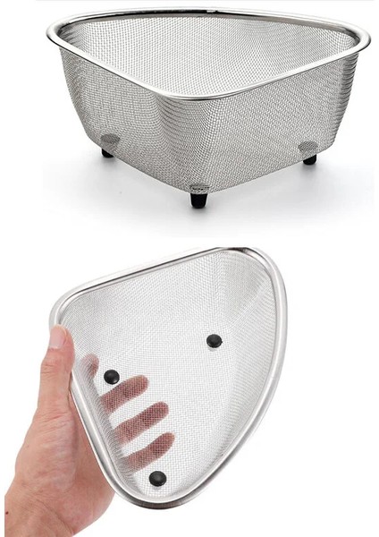 Lavabo Içi Örgülü Süzgeç Sepeti, 3 Litre | Süngerleri Düzenleyin, Yemek Artıklarını Toplayın | Bulaşık Makinesinde Yıkanabilir | Küçük Köşe Sepeti | Buharda Pişirme, Süzme ve Durulama modelleri