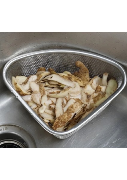 Lavabo Içi Örgülü Süzgeç Sepeti, 3 Litre | Süngerleri Düzenleyin, Yemek Artıklarını Toplayın | Bulaşık Makinesinde Yıkanabilir | Küçük Köşe Sepeti | Buharda Pişirme, Süzme ve Durulama