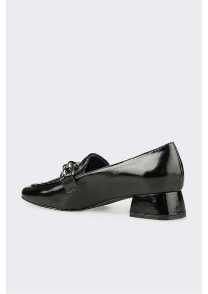 Siyah Deri Kadın Ayakkabı modelleri