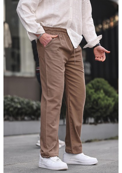 Paça Detaylı Rahat Kesim Erkek Kahverengi Pantolon 6532