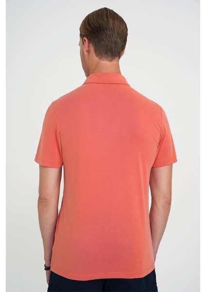 Comfort Fit Polo Yaka Modal Karışım Kısa Kol Casual Turuncu Tişört Ts 903 indirimleri