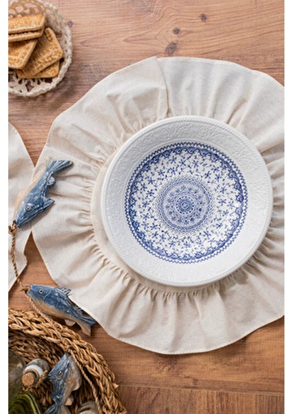 Breeze Rufle | 7 Parça Sofra Seti Fırfırli Takim 6 Adet Amerikan Servisi Supla + 1 Adet Runner indirimleri