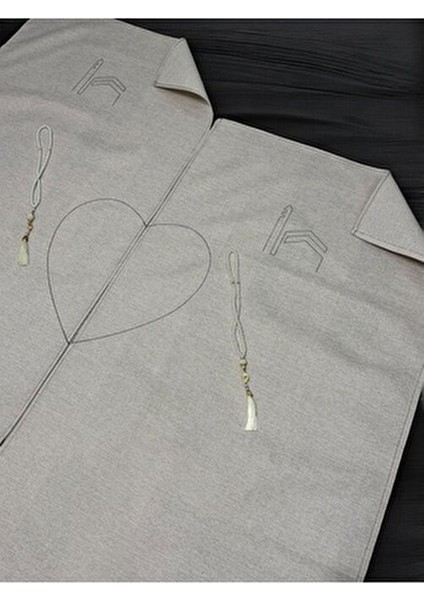 Kalpli Minimal Kabe Işlemeli Keten Eşli Çift Seccade Hediyelik Çeyizlik fiyatları