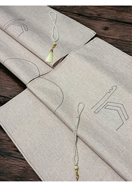 Kalpli Minimal Kabe Işlemeli Keten Eşli Çift Seccade Hediyelik Çeyizlik modelleri