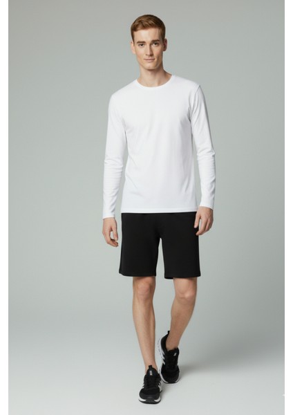 %100 Pamuk Erkek Süprem Uzun Kollu Basic T-Shirt Compact Penye Beyaz Sporcu Tişört Body indirimleri