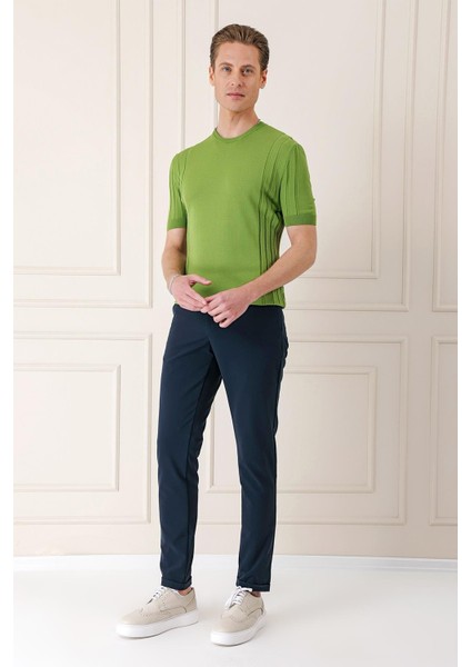 Slim Fit Bisiklet Yaka Kısa Kol Yeşil Triko Tr 869 fiyatları