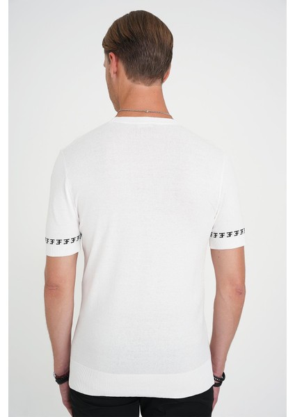 Comfort Fit Bisiklet Yaka Kısa Kollu Ekru Triko Tr 882 indirimleri