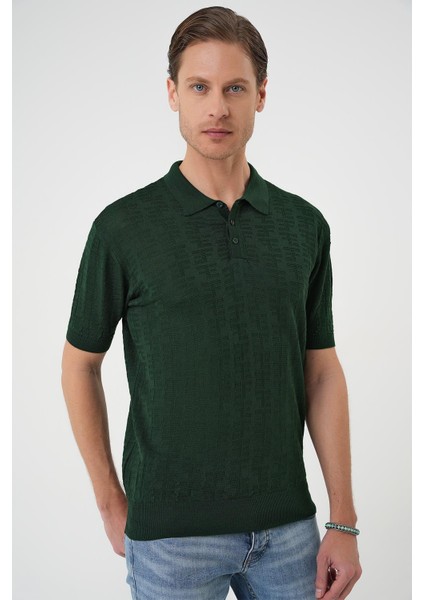 Comfort Fit Polo Yaka Pamuklu Kısa Kol Casuel Yeşil Triko Tişört Tr 880 modelleri