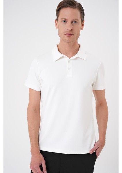 Comfort Fit Polo Yaka Esnek Pamuk Casuel Ekru Tişört Ts 886 fırsatları
