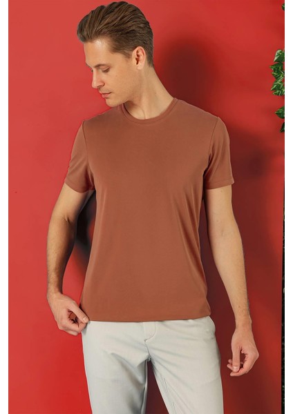 Slim Fit Bisiklet Yaka %100 Pamuk Kiremit Tişört Ts 878 fiyatları