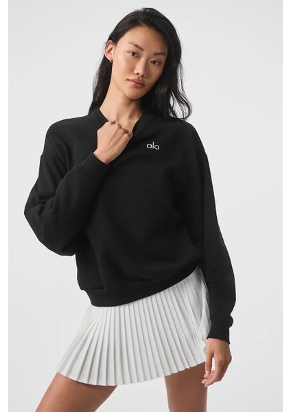 Bisiklet Yaka Uzun Kollu Basic Triko Kumaş Sweatshirt