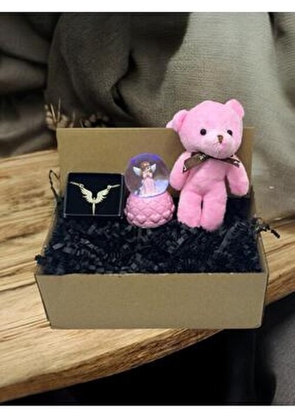 Ayıcık, Melek Kolye ve Melek Temalı LED Işıklı Kar Küresi Sevgiliye Hediye Kutulu ve Notlu fırsatları
