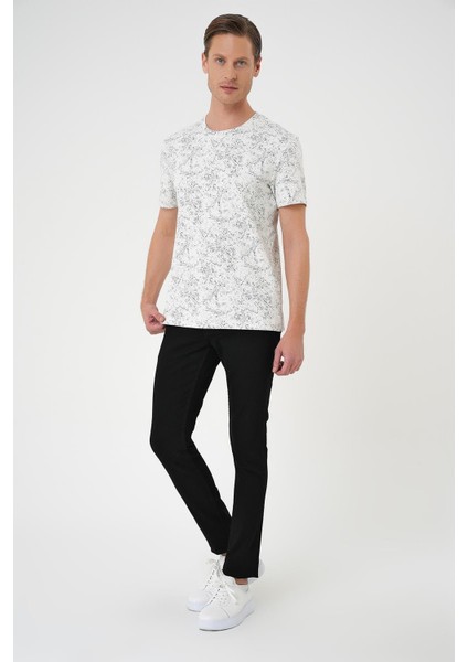 Comfort Fit Bisiklet Yaka Batik Görünmlü Kısa Kol Casual Ekru Tişört Ts 905 fiyatları