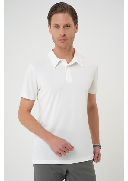 Comfort Fit Polo Yaka Modal Karışım Kısa Kol Casual Ekru Tişört Ts 903 fiyatları